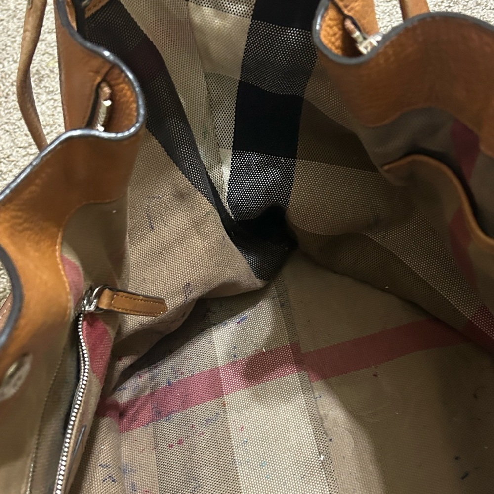Burberry Calfskin House Check Maidstone Medium Brown Shoulder Bag Authentic Tote - Picture 15 of 16